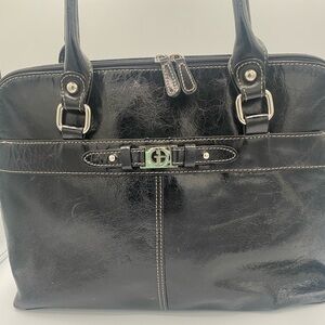Giani Bernini black leather Laptop Work Bag Tote Briefcase Organizer